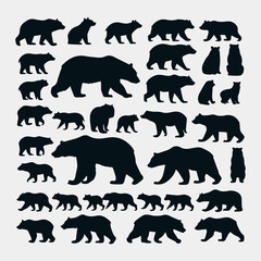 Wall Mural - flat design bear silhouette collection