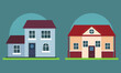 © Tweenytree23 - Flat Style Modern Detailed Colorful Cottage Houses Buildings Vector Illustration