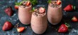 Gourmet chocolate   strawberry milkshakes in professional food photography for elegant presentation