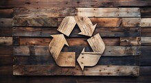 A Recycle Symbol Made Of Wood