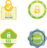 Fototapeta Dinusie - Ssl certificate icons set cartoon vector. Secure sockets layer certificate. Secure online payment
