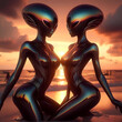 Zwei sexy Alienfrauen