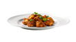 White plate of chicken tikka masala. isolated on transparent background.