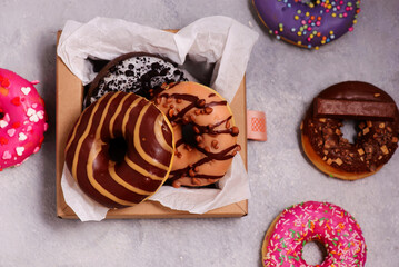 Wall Mural - assorted donuts with different fillings..selective focus.