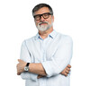 © opolja - Bearded middle-aged man wearing glasses posing over transparent background