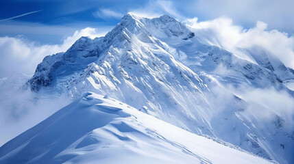 Wall Mural - Majestic Snow-Capped Mountains Under Sunlit Skies