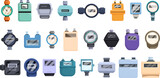 Fototapeta Dinusie - Household meters icons set cartoon vector. Software equipment. Electronic indicator
