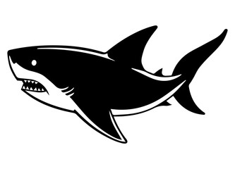 Wall Mural - silhouette of black and white shark, shark silhouette