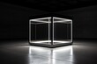 a glass cube with lights inside