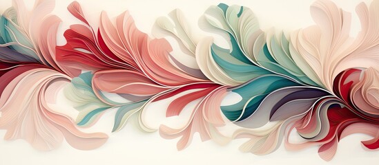 Poster - A closeup of a vibrant magenta swirl on a clean white surface, resembling a fashionable accessory. The swirl resembles an artistic petal design, with hues of peach and pink