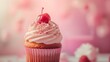 cinematic image for cupcake with colorful sprinkles on pink background