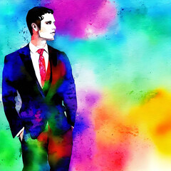 Sticker - Elegant fashion man watercolor