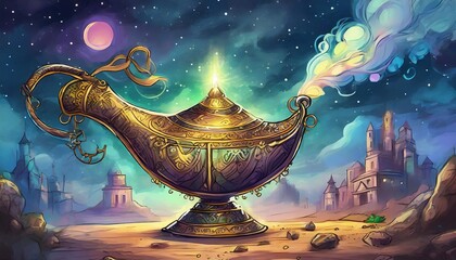 Wall Mural - magic lamp in the night