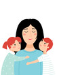 Mom and her children illustration