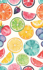 Poster - watercolor illustration, Seamless bright kitchen pattern for design, seamless wallpaper for smartphone,