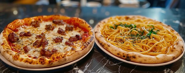 Canvas Print - Italian Food. Pizza and Pasta