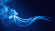 Blue white smoke flow on Isolated blue background .Blue wind waves with copy space. Mystery abstract background