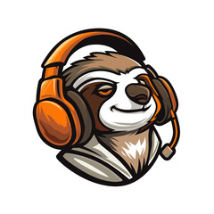 Vector esports logotype sloth on white background, logo sloth, icon sloth, sticker sloth, symbol sloth, emblem sloth