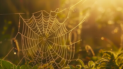 Spider Web with Dew Drops