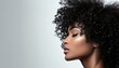 Sensual Profile of a Young Black Woman with Curly Hair