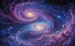 Beautiful illustration with two purple galaxies.