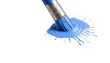blue paint brush strokes in acrylic color isolated against transparent
