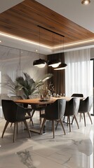 Sticker - Modern dining room with minimalist decoration