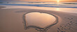 Sunrise Embrace: A Heart Drawn in Sand at Dawn's Light - Love and Nature with 