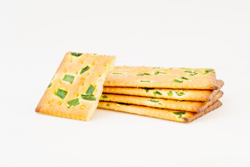 Wall Mural - Chive biscuits on white background