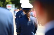 © FotoDax - Ślubowanie policjantów w niebieskich mundurach.