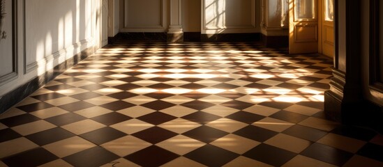 Canvas Print - Sunlight casting shadows on tiled flooring.