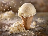 Fototapeta Tulipany - Fresh tasty organic ice cream in waffle cone
