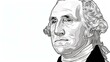 © Superhero Woozie - George Washington portrait in line art captures the essence of the American founding father