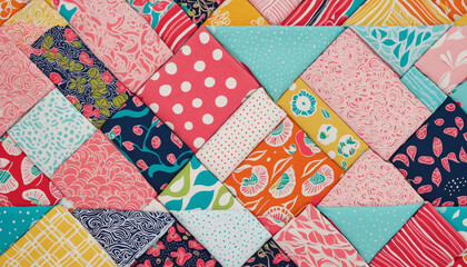 colorful hand drawn patchwork flat cartoon seamless pattern. handmade patch work quilt style backgro