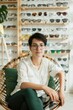 © Al - woman in a glasses store. Eyesight check. optics
