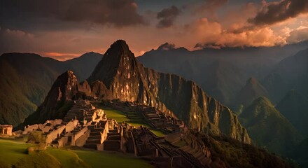 Sticker - Machu Picchu at sunset.