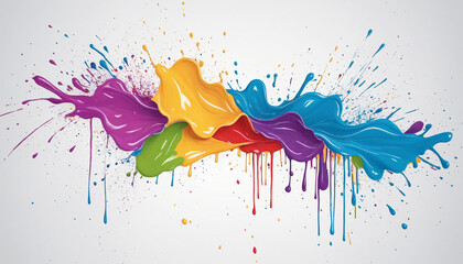 Sticker - Rnbow creative horizontal banner paint splatter. Design element in abstract style.  