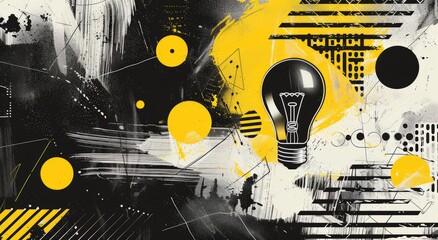 Business concept illustration with light bulb.  flat illustration of idea, startup, brainstorming, creativity, innovation. Creative concept for web banner