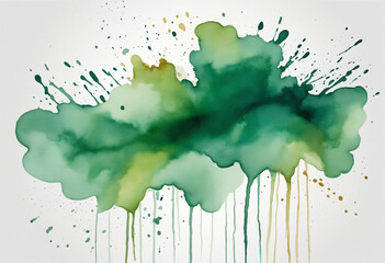 Wall Mural - watercolor green stn with texture on a white background. Design element for cards and web elements. rectangle watercolor element