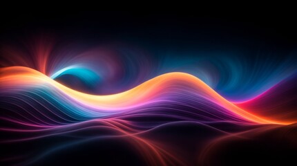 Wall Mural - lively light waves flow radiantly blending vibrant colors against a dark backdrop