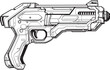 Nano Cannon Futuristic Gun Emblematic Design Photon Phaser Black Logo Vector