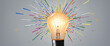 Ideas bursting, light bulb. Bursting with ideas concept.
