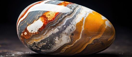 Sticker - A close up of a vibrant ambercolored rock made of natural material, perfect for macro photography. A beautiful piece of art for science events or food cuisine ingredient