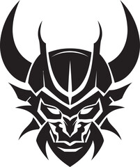 Wall Mural - KabukiKokoro Vector Black Logo Design for Mysterious Mask OniObscura Iconic Emblem of Japanese Devil