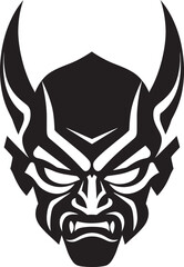 Sticker - DemonDuality Vector Logo Design for Ghostly Mask KabukiKokoro Black Emblem of Haunting Spirit