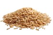 Brown Rice Pile. Whole, Long Grain Brown Italian Rice Pile Isolated on White Background. Uncooked Brown Rice Pile for a Healthy Diet