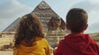 Whispers of Antiquity: Children Beholding Egypt’s Sphinx and Pyramids