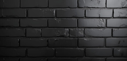 Poster - A sleek brick wall reflects light, giving a dark and modern textured look. 