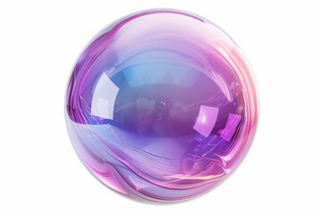 purple glass sphere isolated on white background