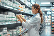 © Artbotics - Professional Female Pharmacist Selecting Medication in Modern Drugstore Shelf